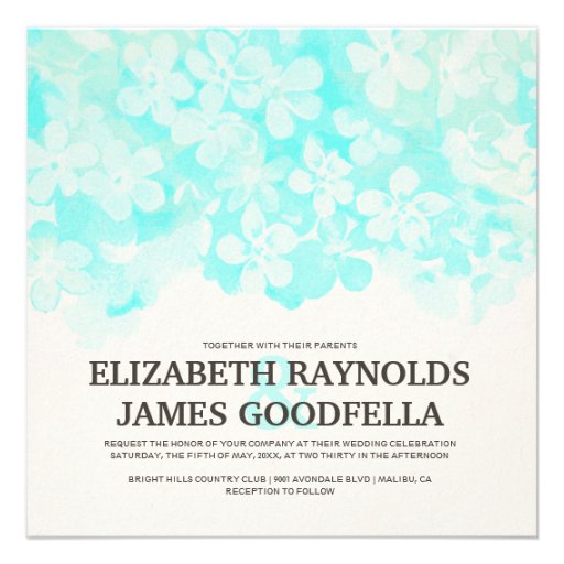Teal Flowers Wedding Invitations