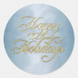 Teal Foil Happy Holidays Diamond Sticker