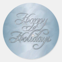 Teal Foil Happy Holidays Diamond Sticker