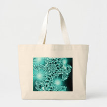 Teal Fractal Floral Vine with Lights Tote Bags