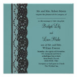 Teal French Lace 2 Wedding Invitation