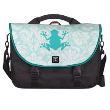 Teal Frog Laptop Messenger Bag