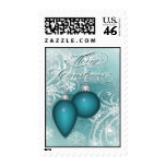 Teal Frosted Flourishes Winter Postage Stamp