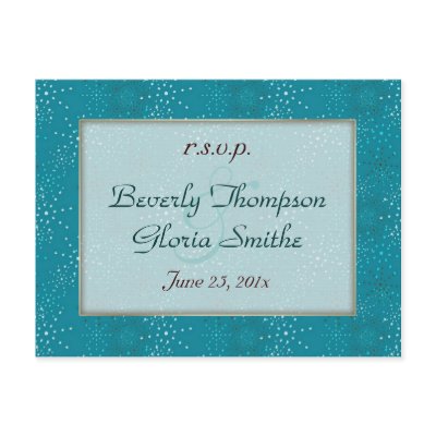 Teal Galaxy Wedding RSVP Post Cards