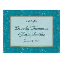 Teal Galaxy Wedding RSVP Post Cards