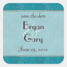 Teal Galaxy WEDDING Save The Date Sticker