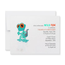 Teal Gecko Birthday Invitation