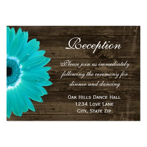 Teal Gerber Daisy Wedding Reception Direction Card Business Card
