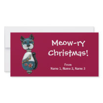 Teal Glass Bead Cat Photo Card Template