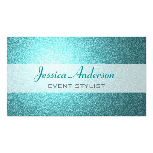 Teal Glitter Business Cards (front side)