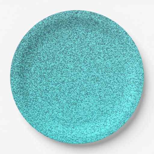 Teal glitter look paper plates Zazzle