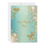 Teal gold butterfly wedding engagement personalized invitations