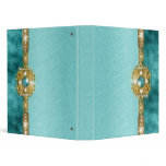 Teal gold damask girls gems binders