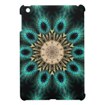 Teal + Gold Fractal Mandala iPad Mini Case