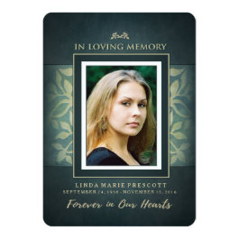 Teal & Gold Loving Memorial Service Invitation