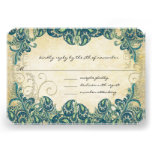 Teal & Gold Peacock Wedding RSVP Custom Invites