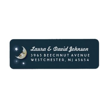 Teal Gold & White Moon & Stars Address Label by juliea2010 at Zazzle
