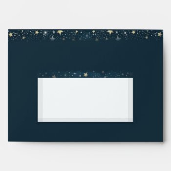 Teal Gold White Moon & Stars Matching Wedding Envelope by juliea2010 at Zazzle
