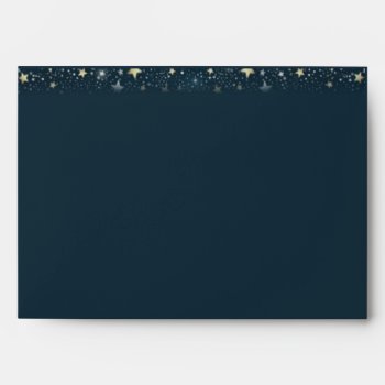 Teal Gold White Moon & Stars Matching Wedding Envelope by juliea2010 at Zazzle