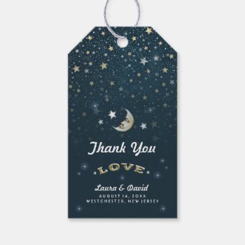 Teal Gold & White Moon & Stars Wedding Gift Tags Pack Of Gift Tags by juliea2010 at Zazzle