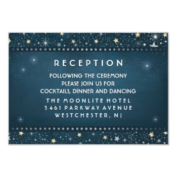 Teal Gold & White Stars Matching 3.5 X 5 Reception 3.5x5 Paper Invitation Card by juliea2010 at Zazzle