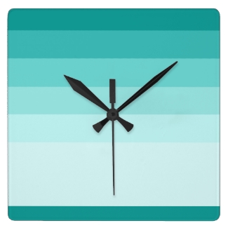Teal Gradation Stripes Wall Clock