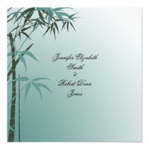 Teal Gradient Natural Bamboo Wedding Announcements