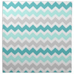 Teal Gray Chevrons Dinner Napkins
