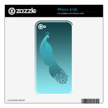 Teal Green Blue with Art Deco Peacock iPhone 4/4S Skin For The iPhone 4S