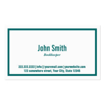 Teal Green Border Bookkeeper Business Card