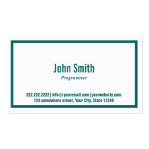 Teal Green Border Programmer Business Card