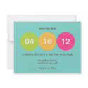 Teal green dot wedding announcement save the date invitation