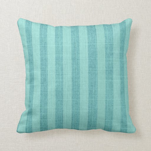 Teal Green Faux Linen Stripe Throw Pillow Zazzle