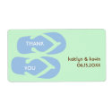 Teal green flip flop sandals thank you party favor label