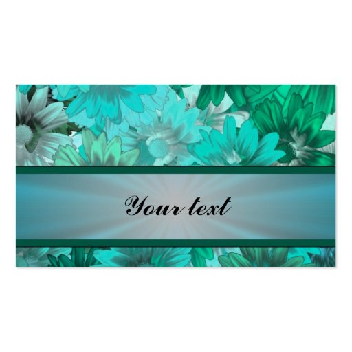 Teal green floral pattern business card (front side)