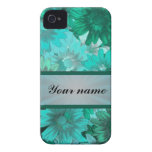 Teal green floral pattern Case-Mate iPhone 4 case