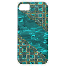 Teal Green Foil, Golden Glitter Lattice iPhone 5 Cover