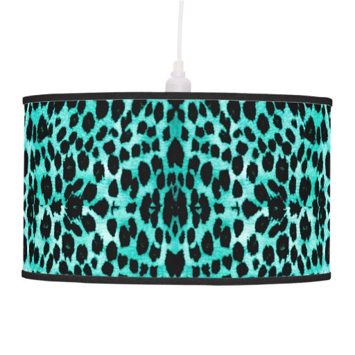 Teal Green Leopard Animal Print Hanging Lamp | Zazzle