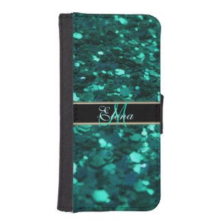 Teal Green Monogram Combination Wallet Case