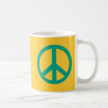 Teal Green Peace Sign Products Coffee Mugs