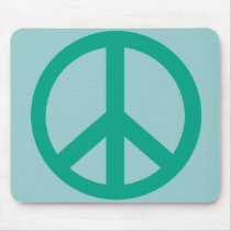 Teal Green Peace Sign Products mousepads
