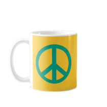Teal Green Peace Sign Products mugs