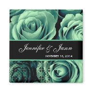 Teal Green Wedding Rose Bouquet with Lace magnet