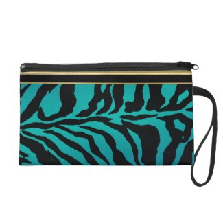 Teal Green Zebra Print with Black and Gold