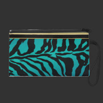 Teal Green Zebra Print with Black and Gold bagettes bags