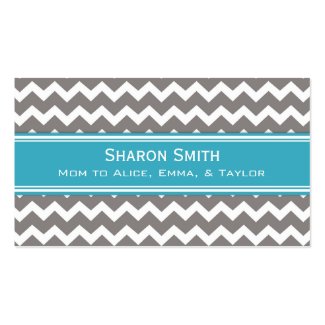 Teal Grey Chevron Retro Mom Calling Cards Business Card