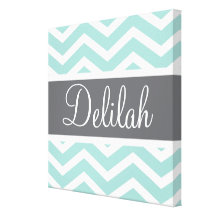Teal Grey Gray Chevron Custom Canvas Prints