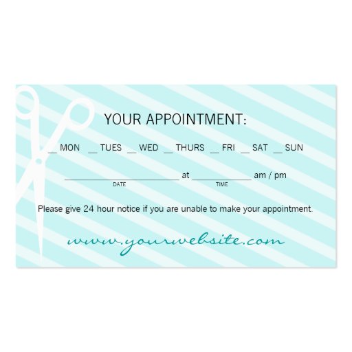 Teal Hair & Beauty Appointment Business Card Template (back side)