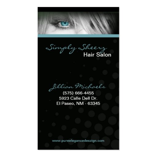 Teal Hair Salon Beauty Shop Boutiq Business Card (front side)