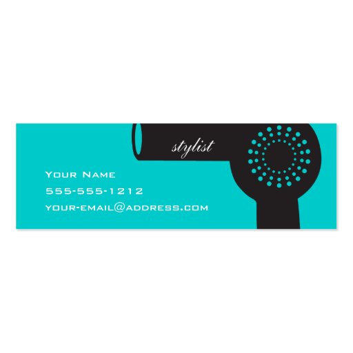 Teal Hair Stylist Skinny Biz Card Business Cards (front side)